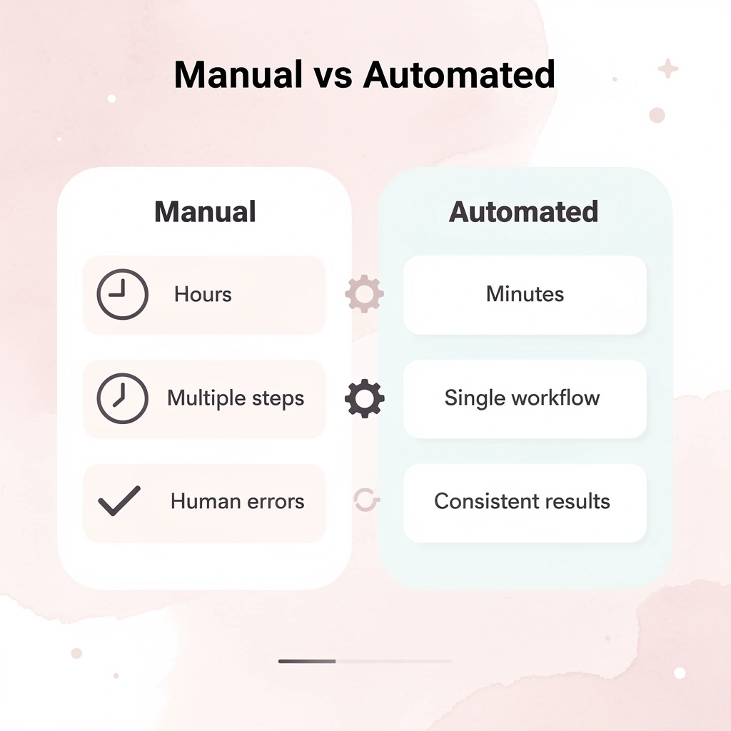 Comparison infographic showing manual vs automated processes