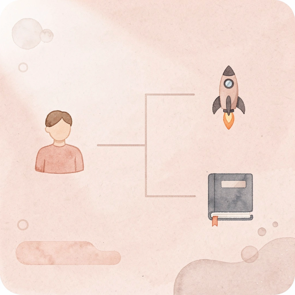 Icon showing split between traditional and AI-powered automation