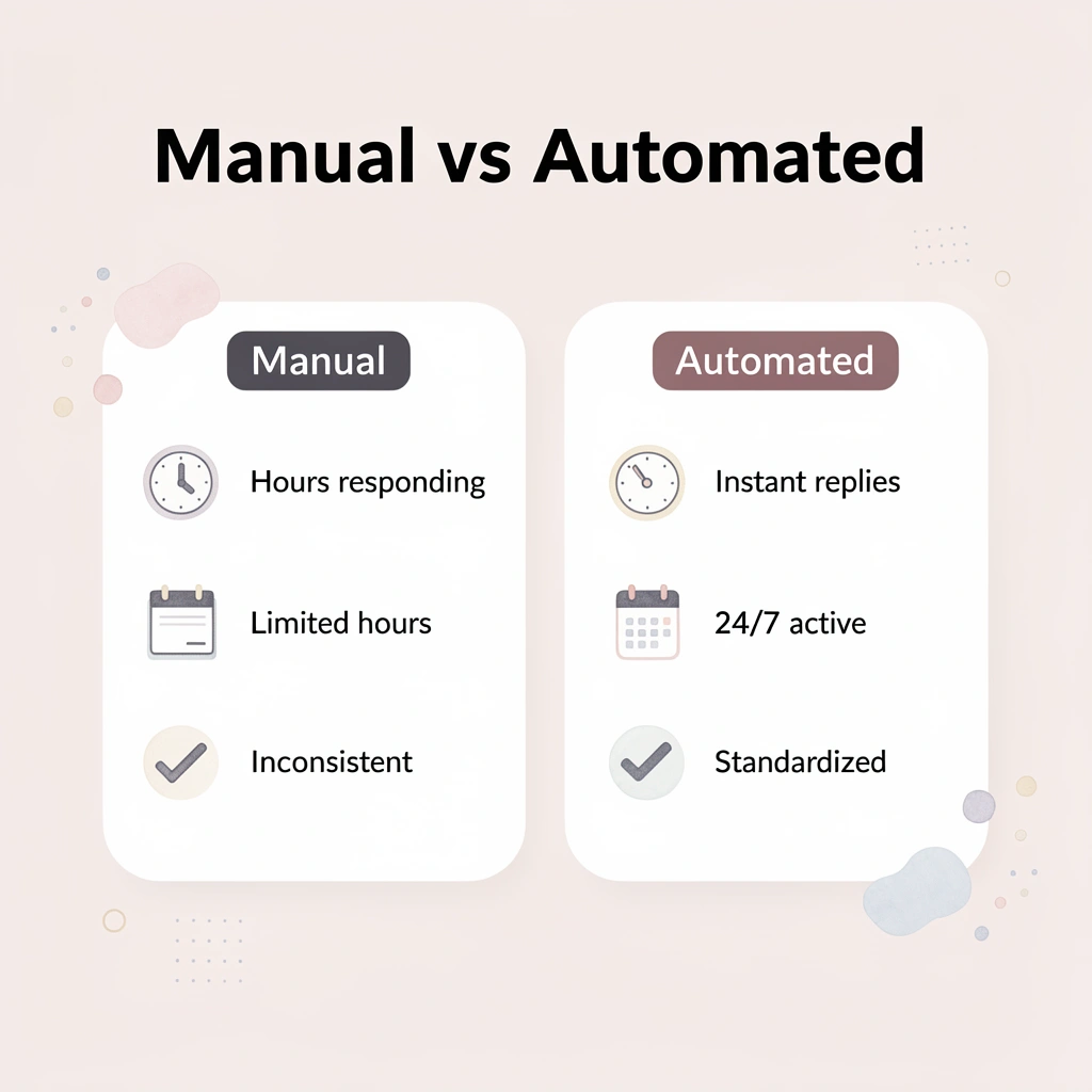 Comparison table showing manual approach versus automated approach benefits