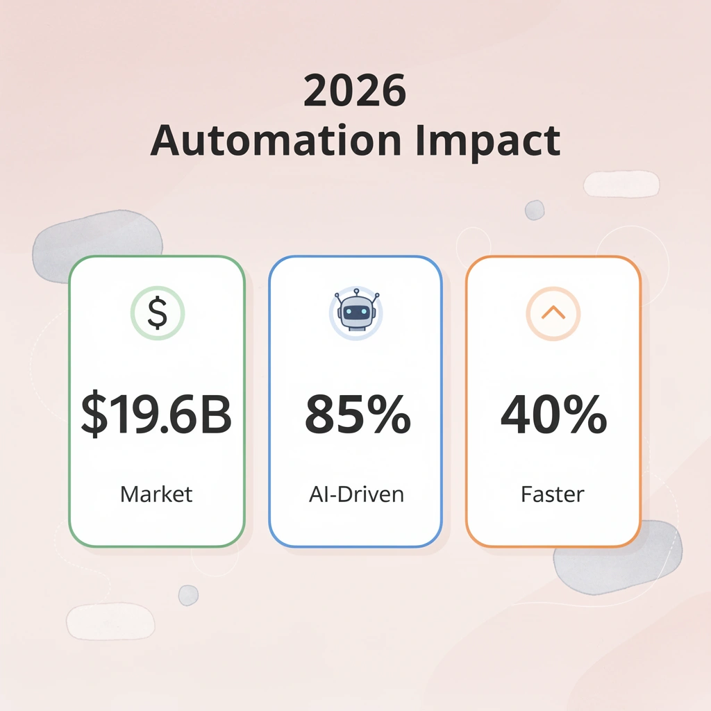 Statistics showing automation market impact in 2026