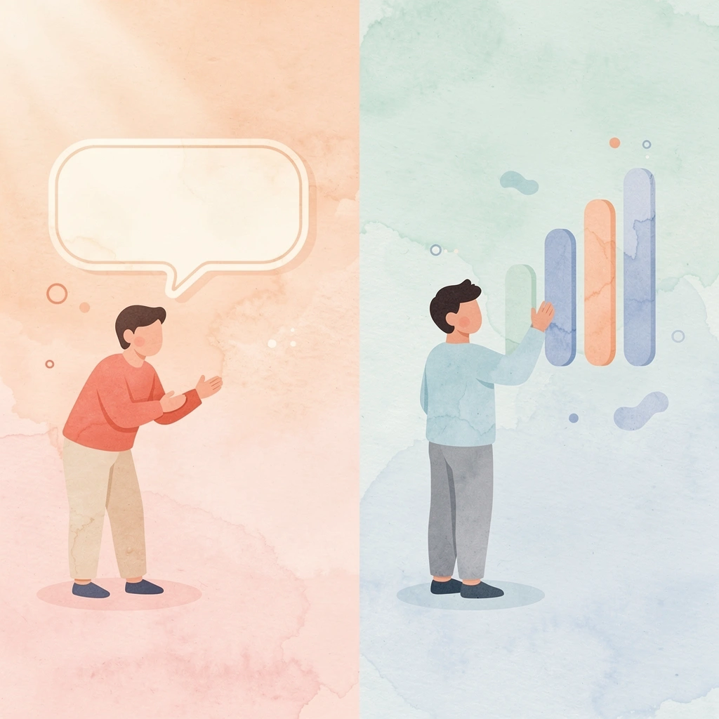 Split scene illustration contrasting marketing automation and sales automation approaches