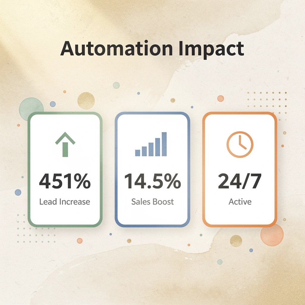 Statistics showing marketing automation impact metrics