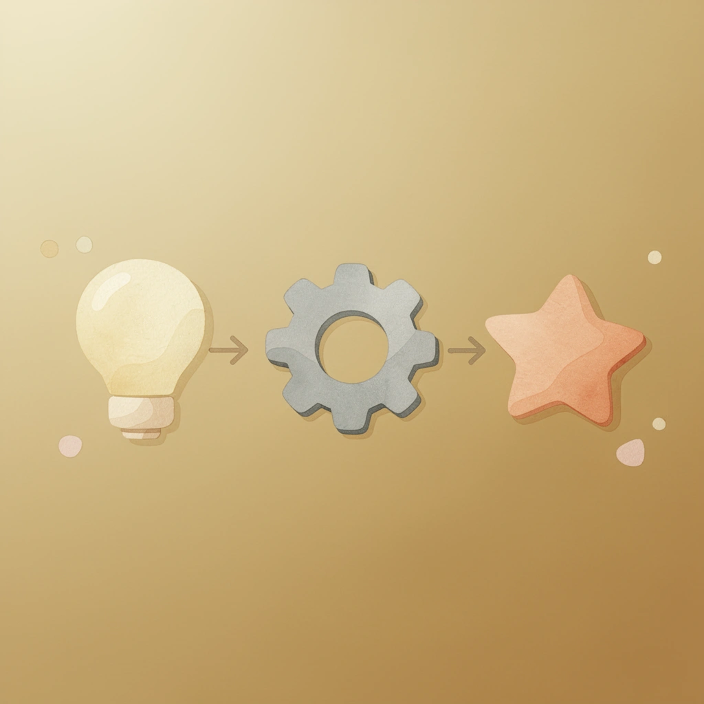 Three icons showing automation progression from small tasks to growth
