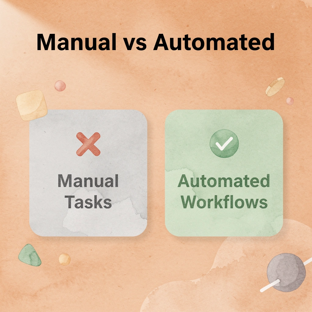 Before and after comparison of manual tasks versus automated workflows