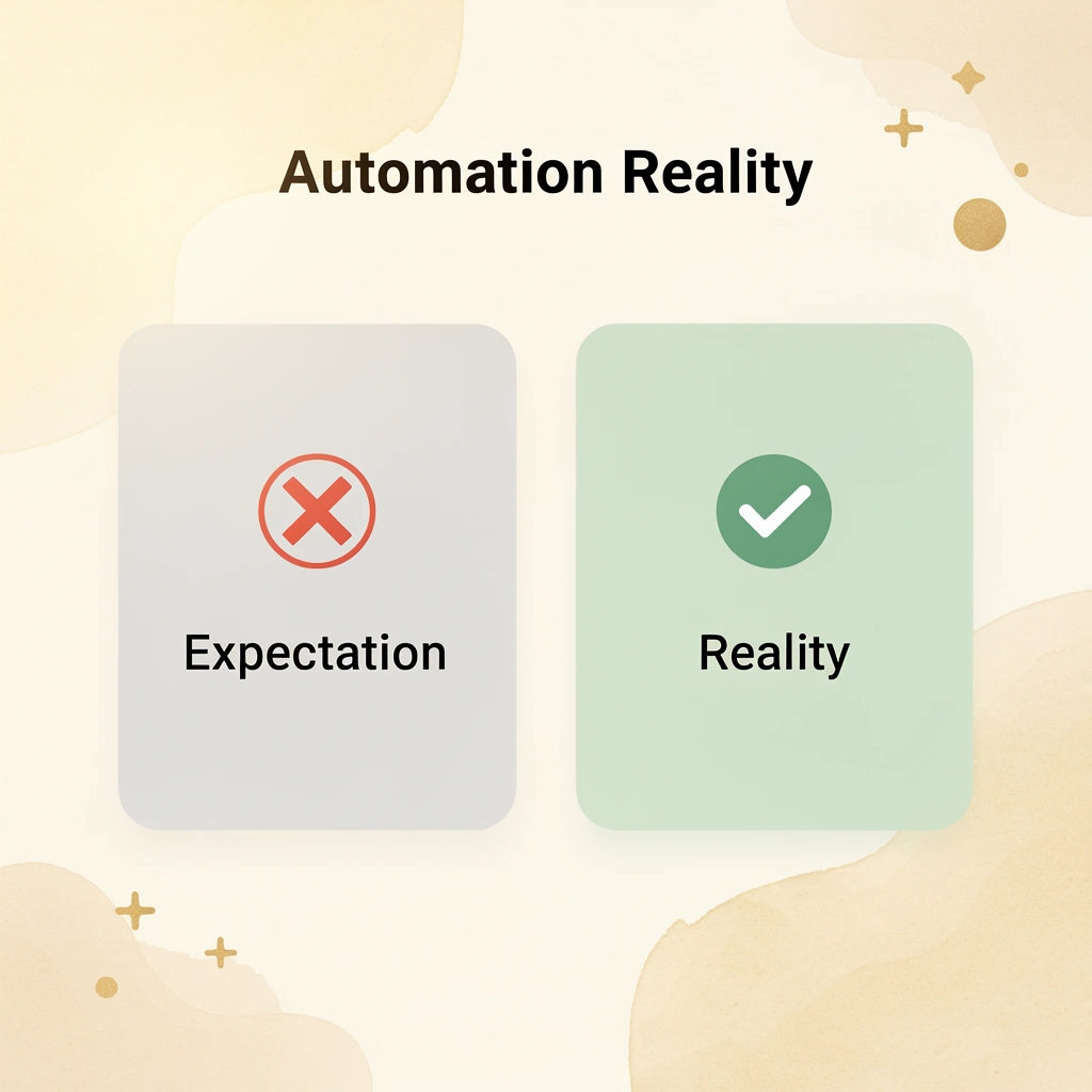 Before and after comparison showing automation expectations vs reality